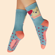 Ladies Bamboo Ankle Sock Thoughtful Lover Puppy By Powder Design SS25