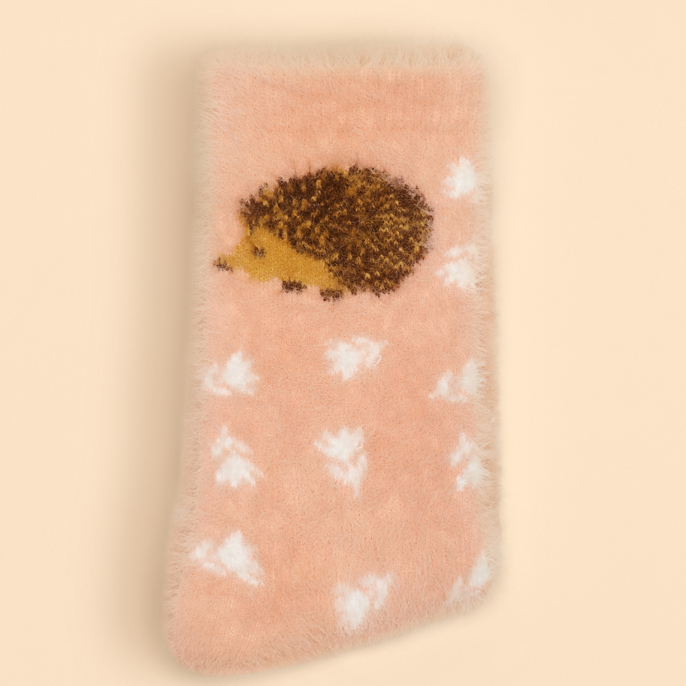 Ladies-Happy-Hedgehog-Fuzzy-Slipper-Socks-Perfect-Gift-by-Powder-Design-SOC661
