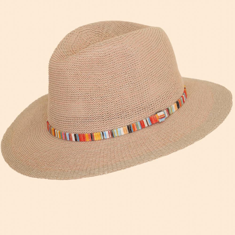 Ladies Natalie Sun Hat Blush With Shimmer Band By Powder Design SS25