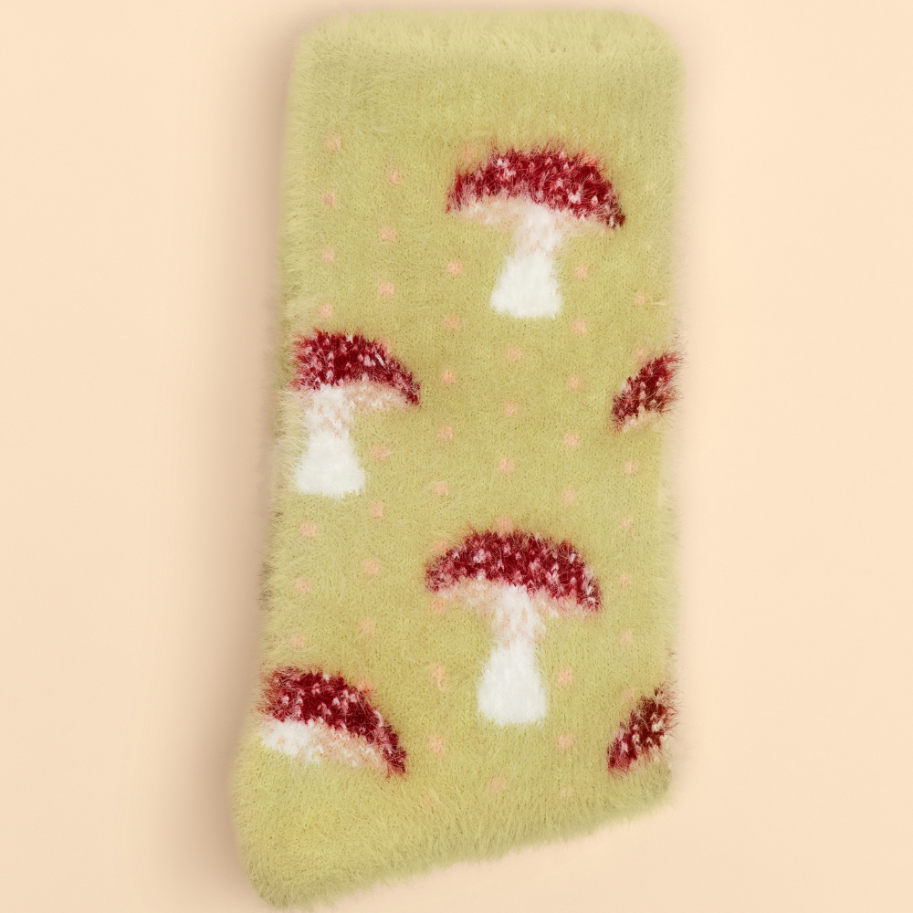 Ladies-Tiny-Toadstool-Fuzzy-Slipper-Socks-Perfect-Gift-by-Powder-Design-SOC658
