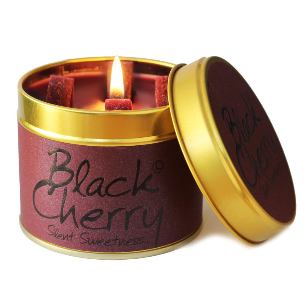 Lily-Flame Scented Candle Tin Perfect Gift Black Cherry