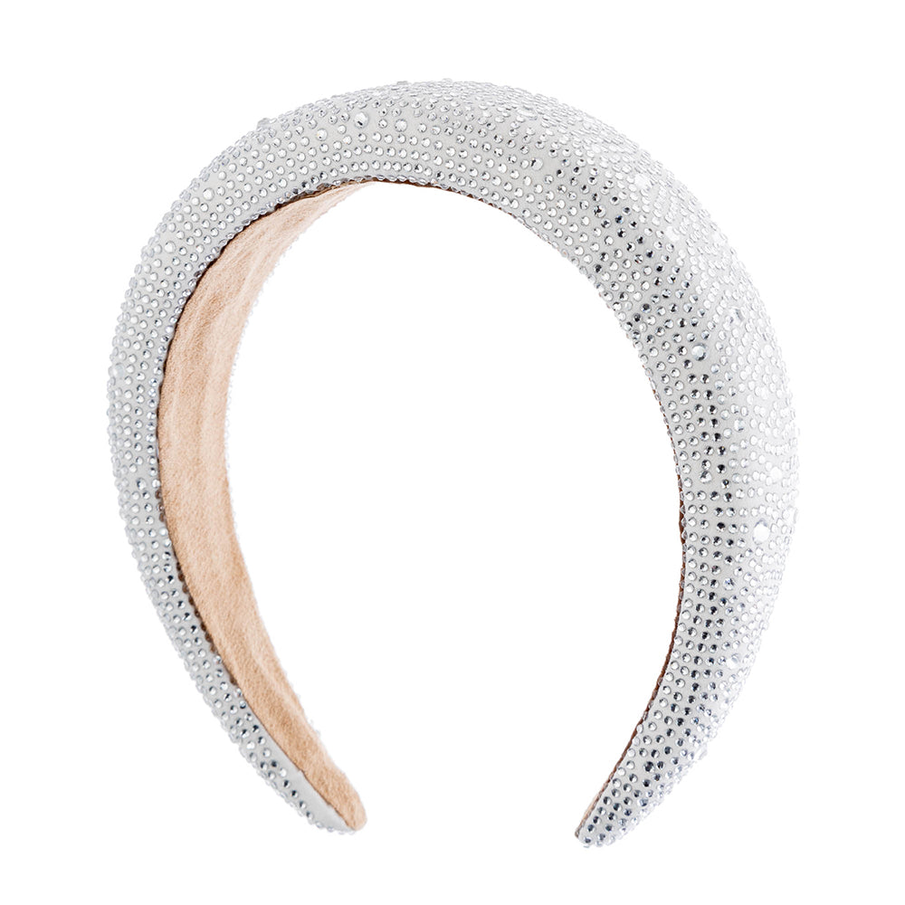 Ladies Padded Headband with Crystal Bling from Alex Max Italy - White