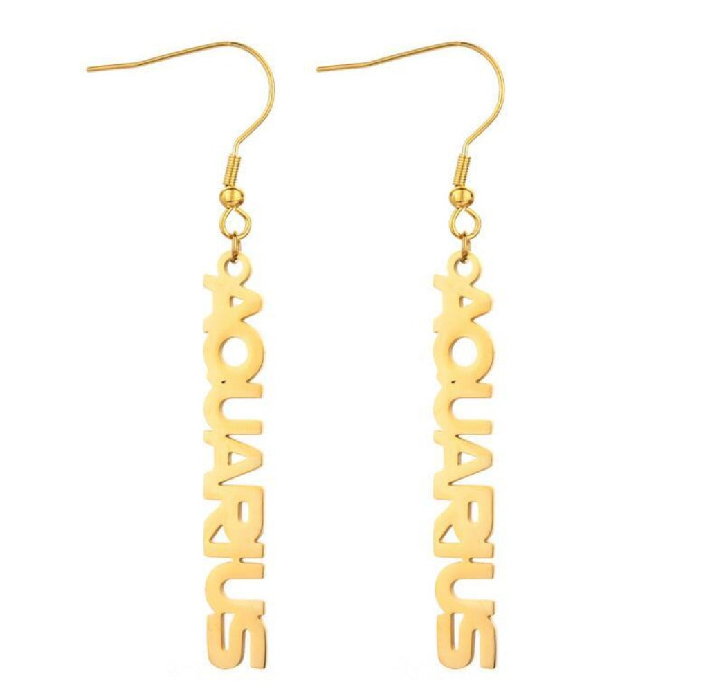 Ladies Zodiac Sign Gold Plated Pierced Earrings - Jewellery Gift - Last  True Angel